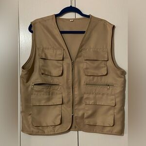 Men's Cosplay Beige Multi-Pocket Vest